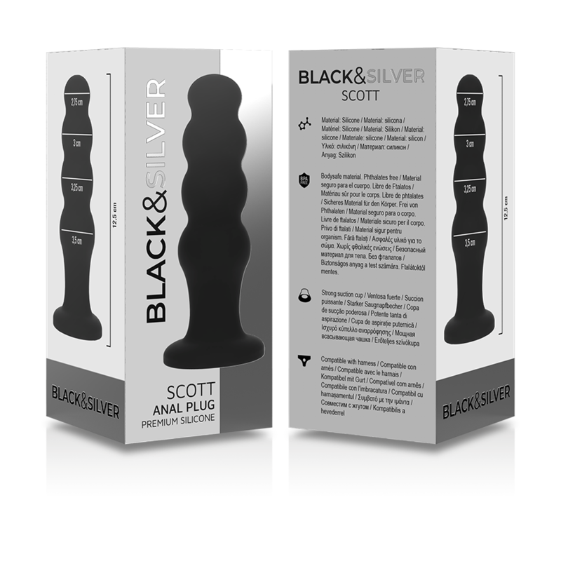 BLACK&SILVER - PLUG ANAL DE SILICONE SCOTT PREMIUM PRETO - Image 6