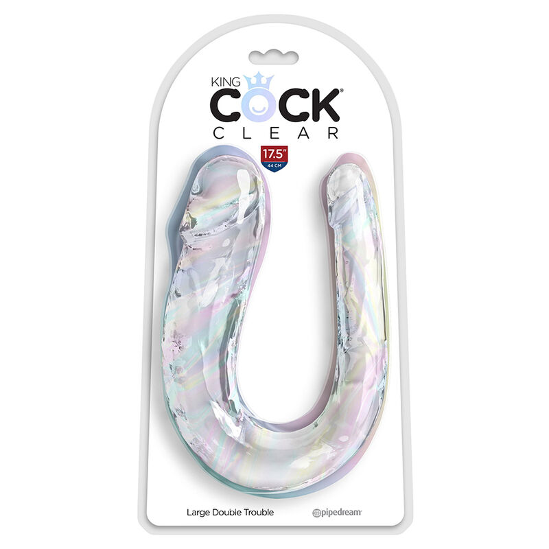 KING COCK - DOUBLE TROUBLE DILDO DUPLO 44 CM TRANSPARENTE - Image 2