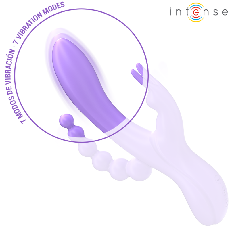 INTENSE - MIKO TRIPLO VIBRADOR COELHO & ESTIMULADOR & ANAL 7 VIBRAÇÕES ROXO - Image 5